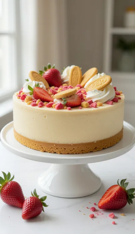 Strawberry Crunch Cheesecake | Creamy Homemade Dessert