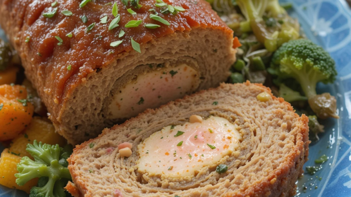 Chicken Cordon Bleu Meatloaf with Vegetables