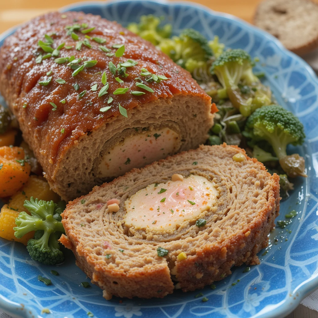 Chicken Cordon Bleu Meatloaf with Vegetables