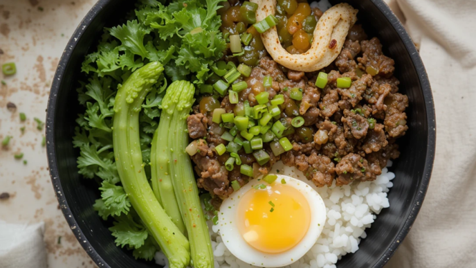 Korean Ground Beef and Rice Bowl