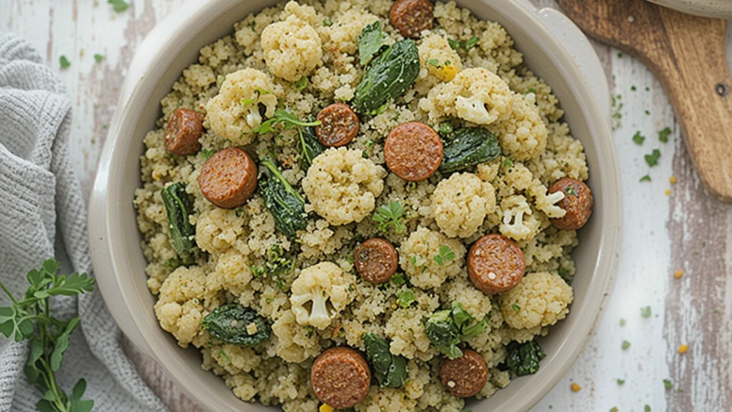 Cauliflower Rice with Sausage and Spinach