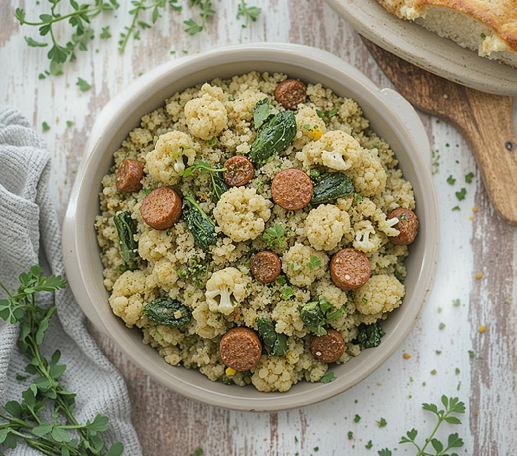 Cauliflower Rice with Sausage and Spinach