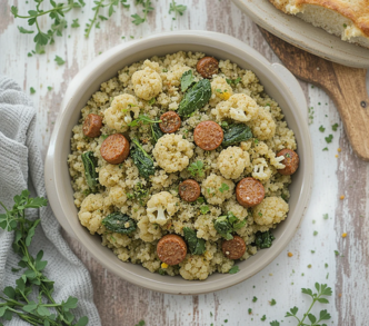 Cauliflower Rice with Sausage and Spinach