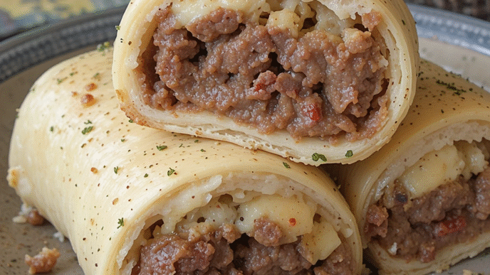 Garlic butter beef cheeseburger rollups