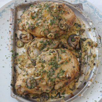 Cheesy Garlic Butter Mushroom Stuffed Chicken