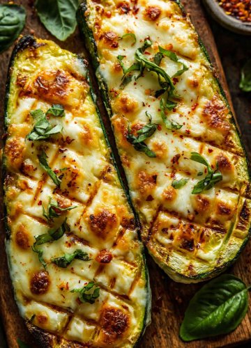 Cheesy Garlic Zucchini Steaks