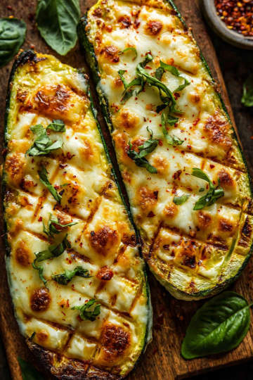Cheesy Garlic Zucchini Steaks