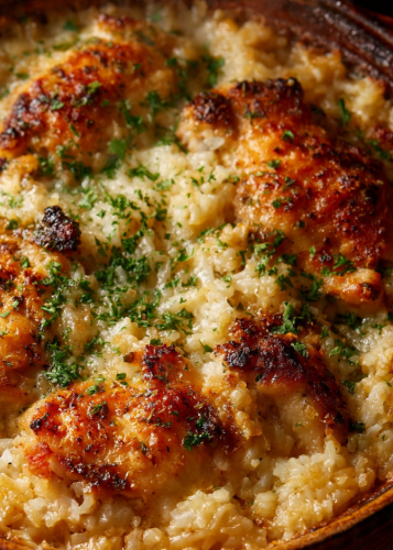 Garlic Butter Chicken & Rice Casserole
