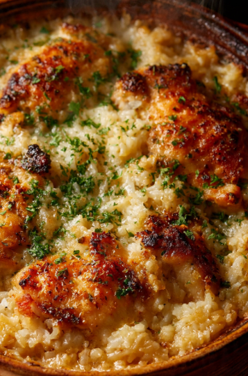 Garlic Butter Chicken & Rice Casserole