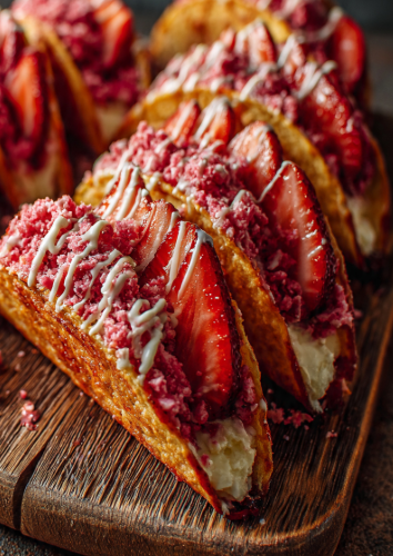 Strawberry Crunch Cheesecake Tacos