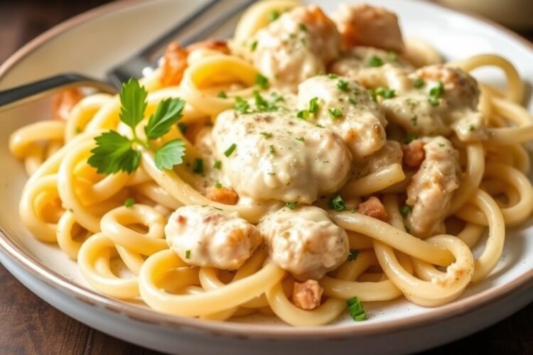 Angel Chicken Pasta Recipe Creamy Easy Weeknight Dinner served on a plate