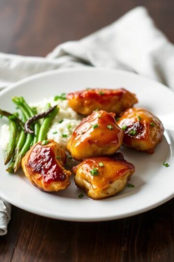 Honey Garlic Butter Chicken Bites Easy Flavorful Dinner served on a plate