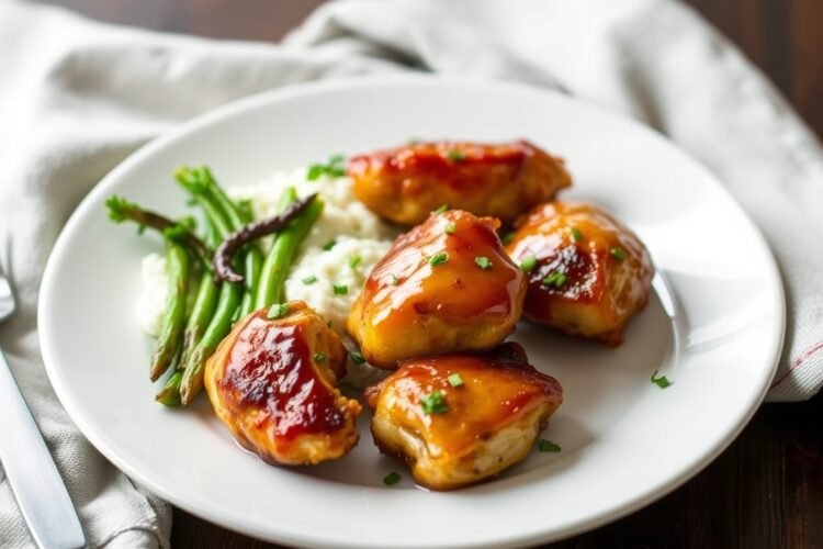Honey Garlic Butter Chicken Bites Easy Flavorful Dinner served on a plate